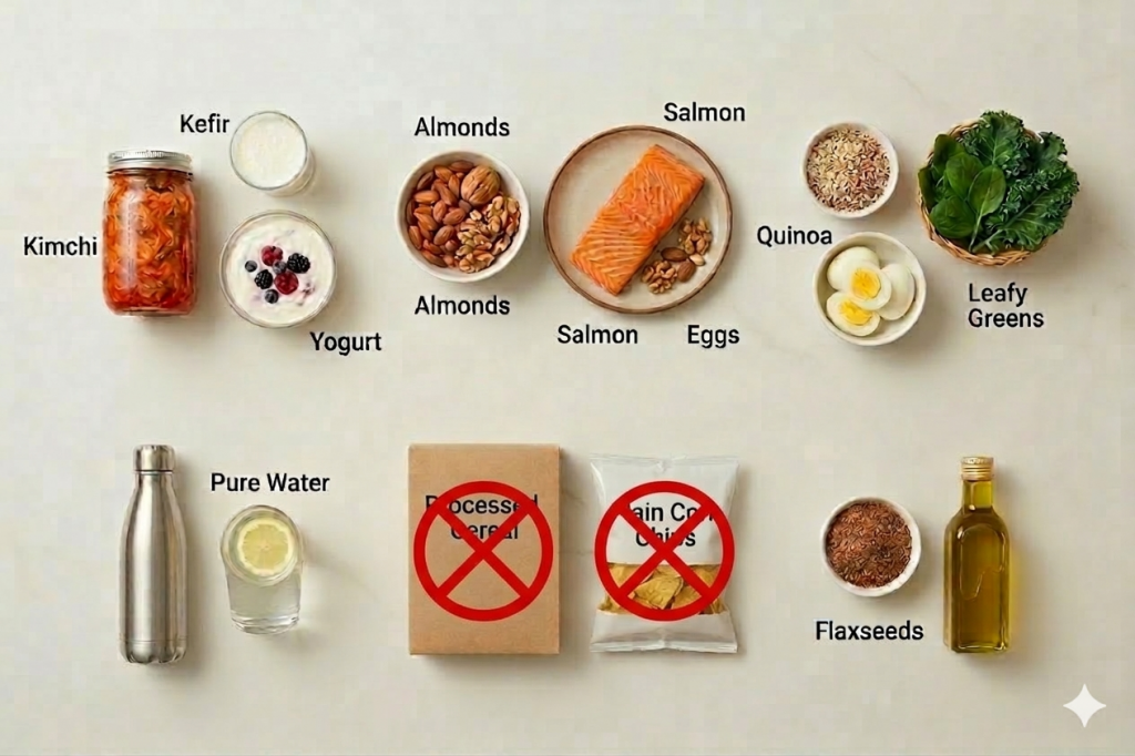 Adopting a gut-supportive dietary pattern can gradually improve hair density. Consistency is more important than short-term dietary changes.