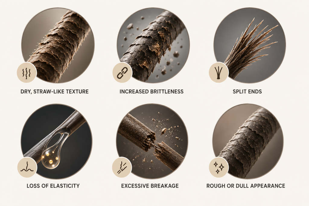 Signs of Keratin structure-Related Hair Damage